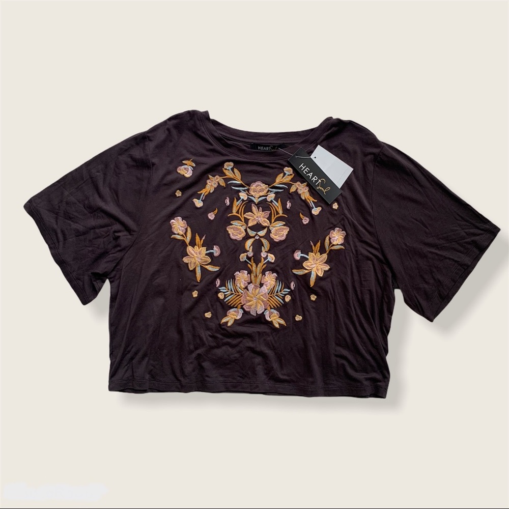 Embroidered Floral Crop Top